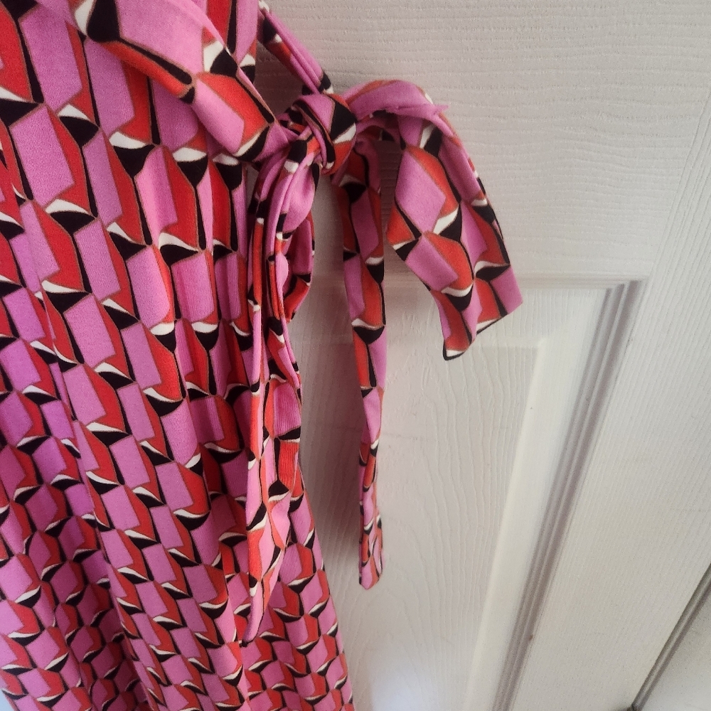 Diane Von‎ Furstenberg Target Collared Sleeveless Pink Geo Jumpsuit Size Medium - Picture 5 of 9